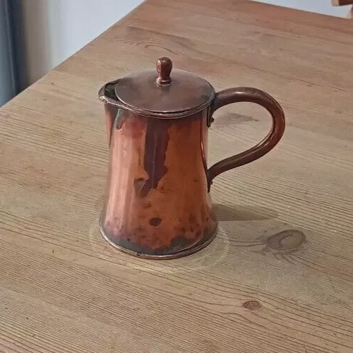 Vintage 2 pint copper jug with lid coffee pot ?