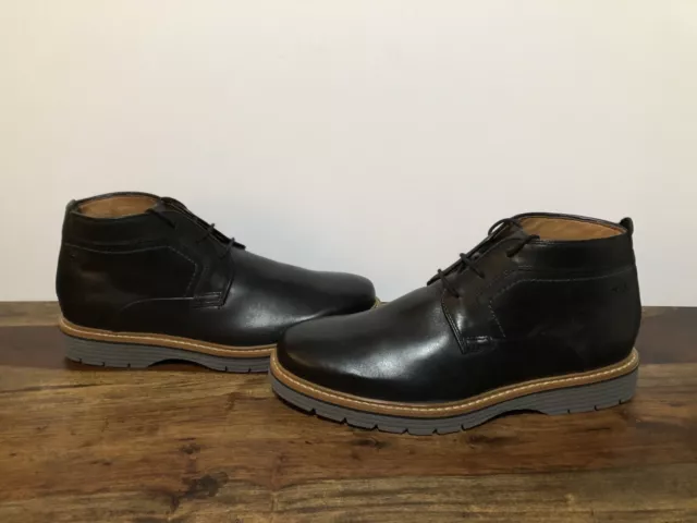 NEW MENS WIDE Fit Clarks 'NEWKIRK TOP' Black Leather Boots ~ Size UK 7. ...