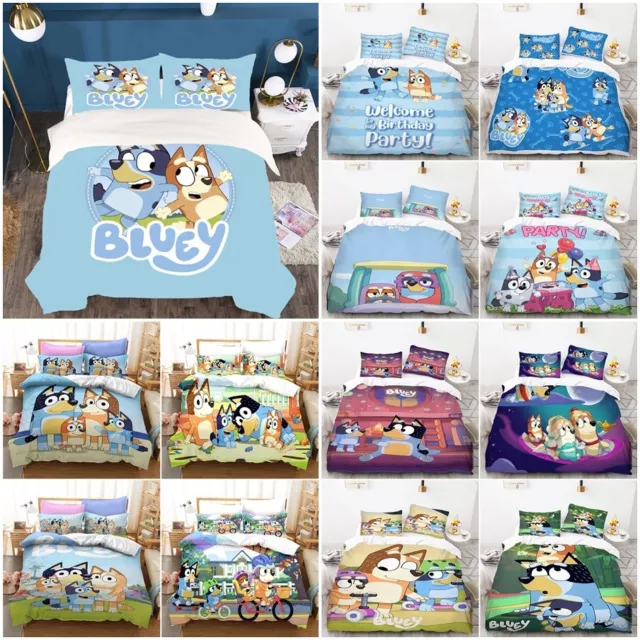 Bluey Puppy  Doona Duvet Cover Pillowcase Single Double Queen King Bedding Set