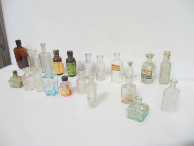 Vintage Glass Bottles Chemist Jars Antique Pots Small Lab Old Bottle x21