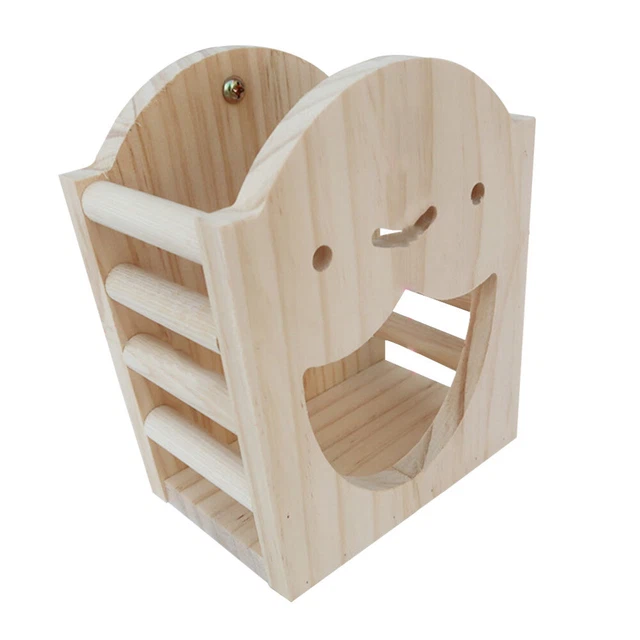 Guinea Pig Food Halter Pet Wandmontierter Feeder Holz Heugestell (Khaki)