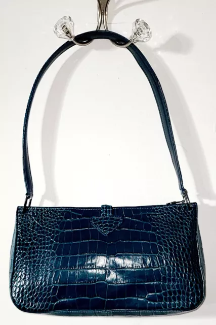 Longchamp Roseau Green Croc Embossed Toggle Shoulder Bag 4