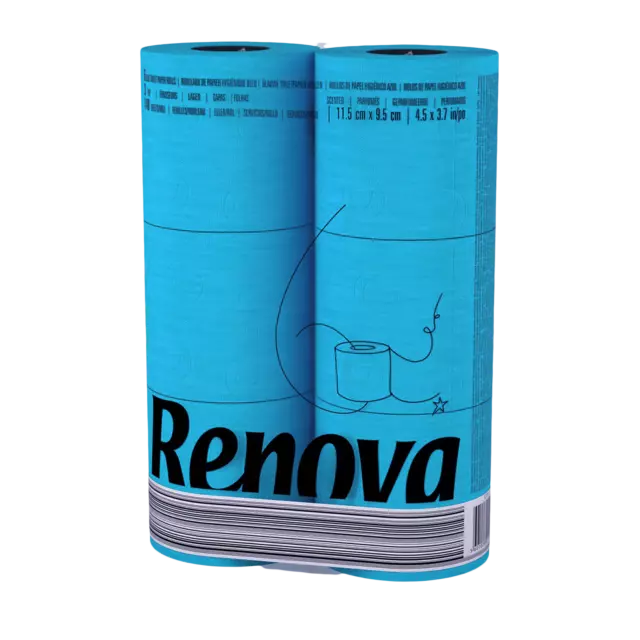 Renova Colored Toilet Paper - 6 Rolls/Pack, 3-Ply, Compact, 140 Sheets/Roll