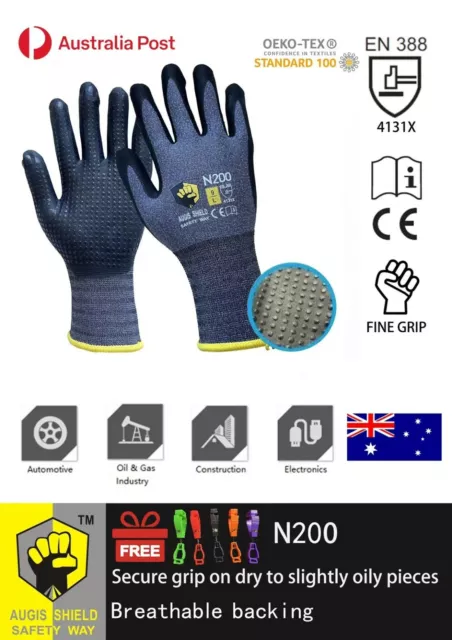 Work Gloves Nitrile Foam Micro Dot Coated Safety Hand Protection 12 Pairs