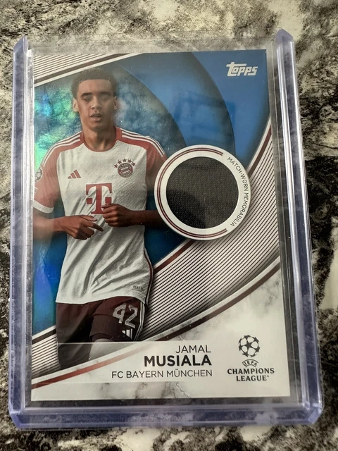 TOPPS UCC FLAGSHIP 2024 Jamal Musiala Relic Patch Bayern Munich # /99 £ ...