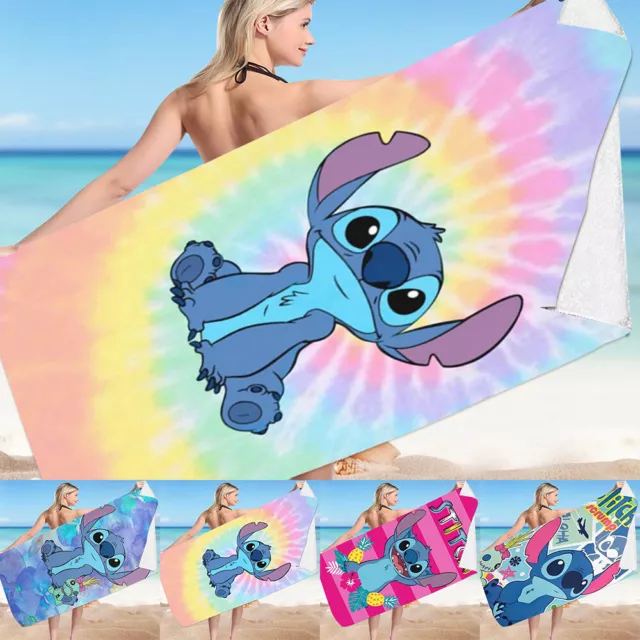 75*150cm Kids Cartoon Stitch Microfiber Quick Dry Bath Beach Towel Summer Swim