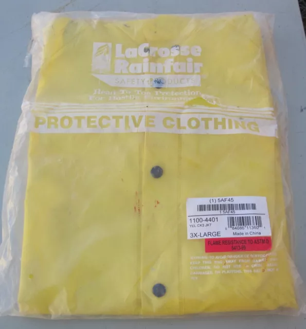LaCrosse Rainfair Safety Products Flame Resistant Rain Jacket Yellow NEW 3XL