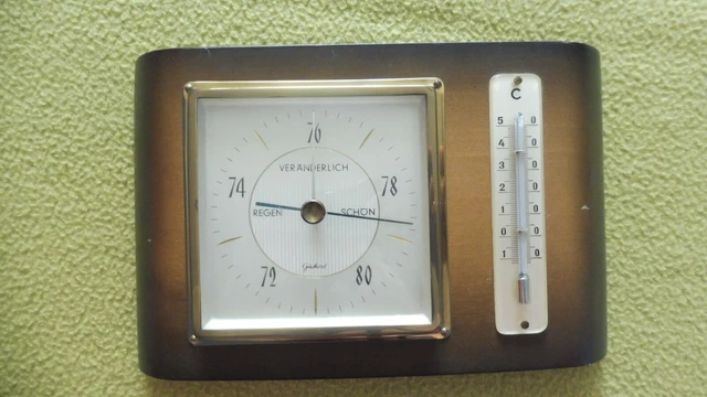 Gischard Vintage Barometer / Thermometer Nr. 1629, Wetterstation Holz/Messing
