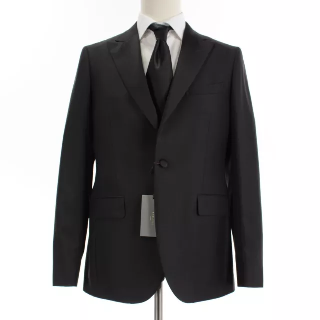 Boglioli NWT Wool Two Piece Tuxedo Satin Peak Lapel Size 50R US 40R Solid Black