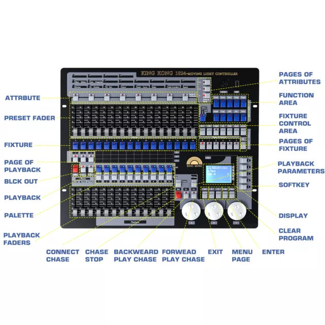 1024 Kanäle DMX-512 Controller-Konsole für DJ Disco Bar Party Licht Steuerung