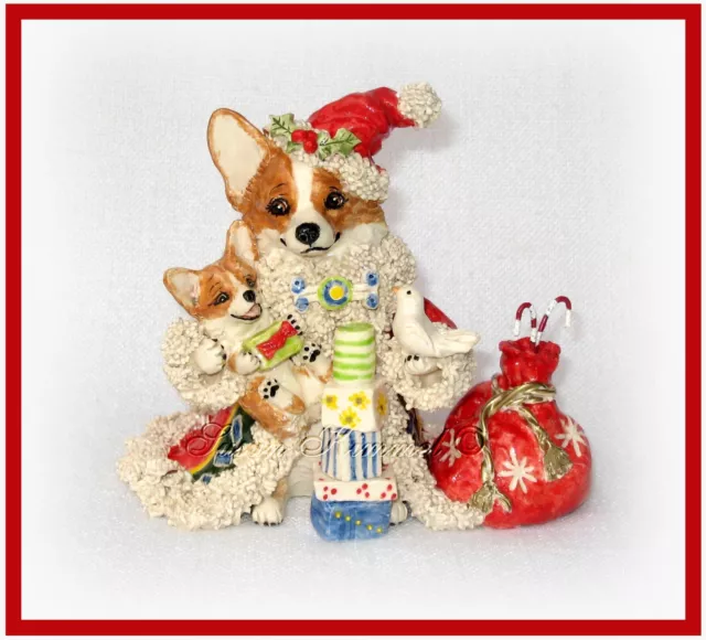 KIMMEL CORGI SCULPTURES  “A Special Present just for you!!" Santa Corgi! *OOAK*