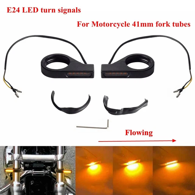 Indicatori Di Direzione A LED SMD Per Forcella Moto - Strisce Avvolgenti Ambra IP65 - Universali