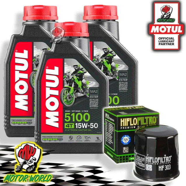 Kit Tagliando Kawasaki Z750 2007-2010 - 4L Olio 10W40 + Filtro Olio HIFLO HF303RC, Manutenzione Completa Moto
