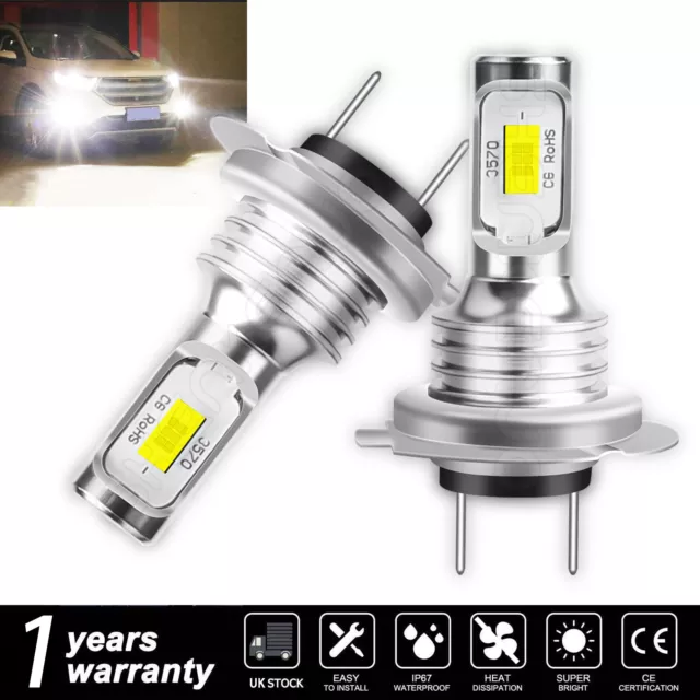 2PCS H7 LED Headlight Replace Xenon Hi/Lo Beam CSP Bulbs White Canbus Error Free