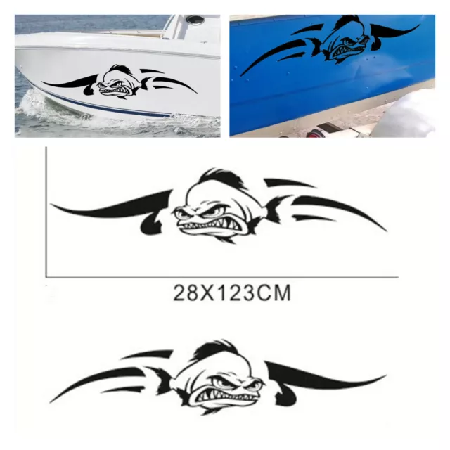 1 Pair Fish Boat Stickers Decal Vinyl Art Pattern Cruise Body Decals Waterproof