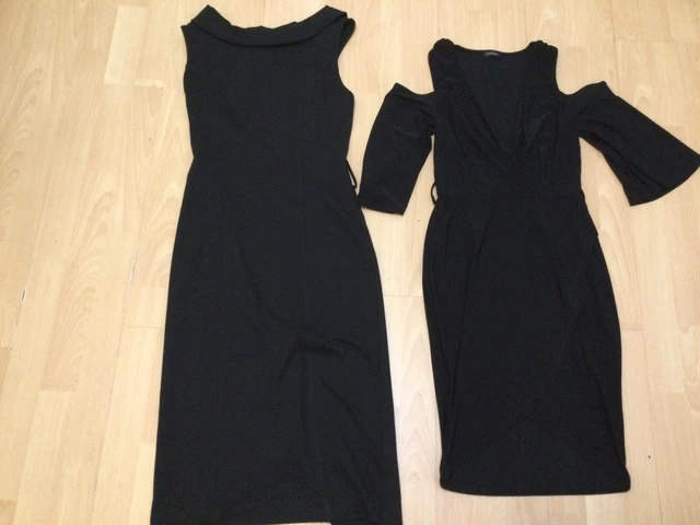 due abiti neri, Next e River Island, taglia 8