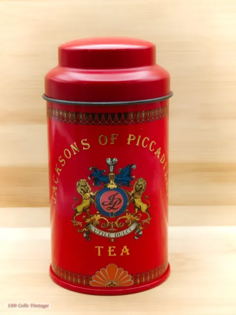 Jacksons of Piccadilly Small Red Vintage Tea Tin-cor 2