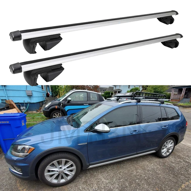 ROOF RACK CROSS Bars Luggage Carrier Silver Set For VW Golf Alltrack