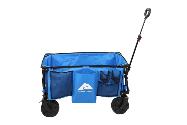 Ozark Trail Camping All-terrain Folding Wagon with Oversized Wheels, Blue