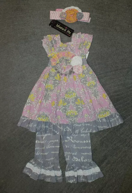 Mustard Pie Set (Delphine Party Dress, Kashmir Crops, Alice Wrap)-Size 4/4T -NWT
