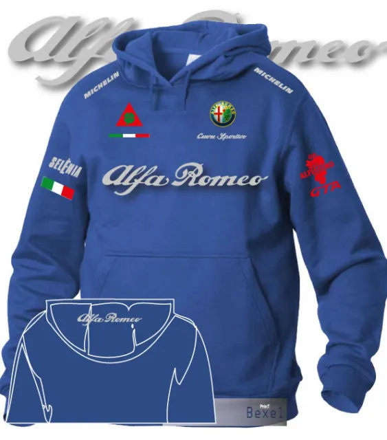 Felpa hoodie printed Argento Alfa Romeo Cuore Sportivo 3 Alfissimo colore B