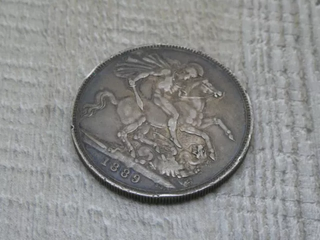 Original Queen Victoria British Silver 1889 Jubilee Head Crown Coin 2