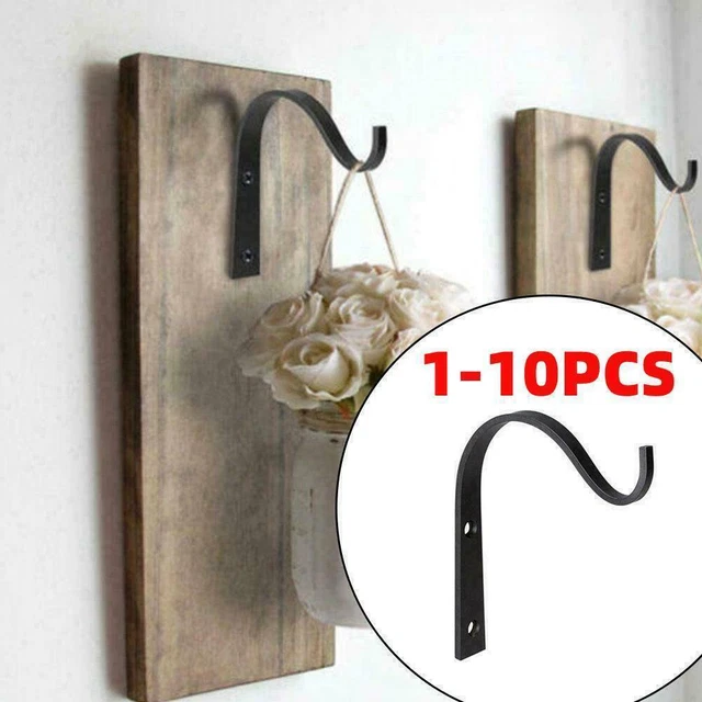 10X Wrought Iron Hooks Hangers Hanging Wall Bracket For Lantern New Planter B4Z6