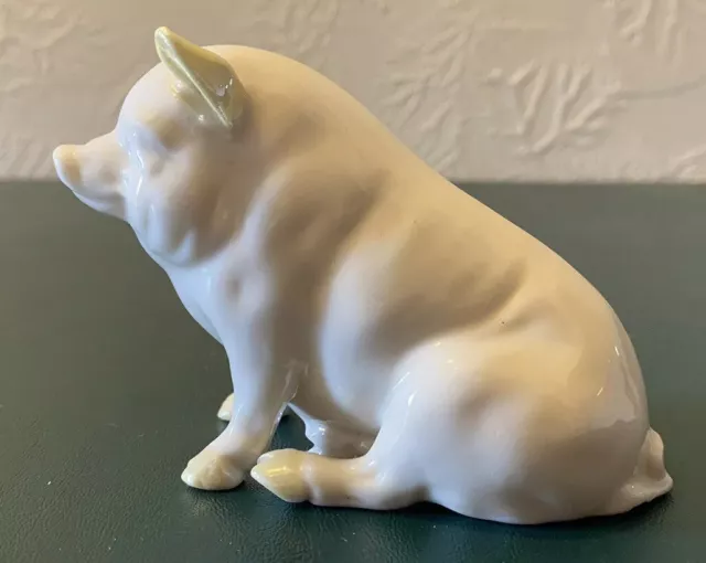 Belleek Ireland Porcelain Pig Figurine 6th Mark 4” Long Vintage