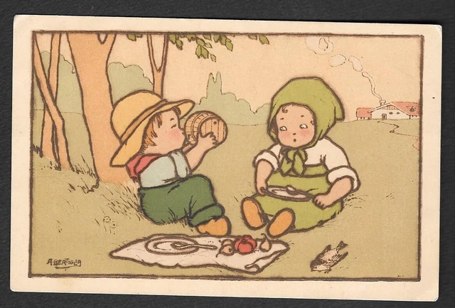 RARA CARTOLINA BAMBINI FIRMATA BERTIGLIA serie 3554
