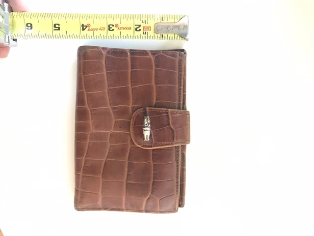 Longchamp Cognac Brown Croc Embossed Leather Continental Bifold Wallet 8