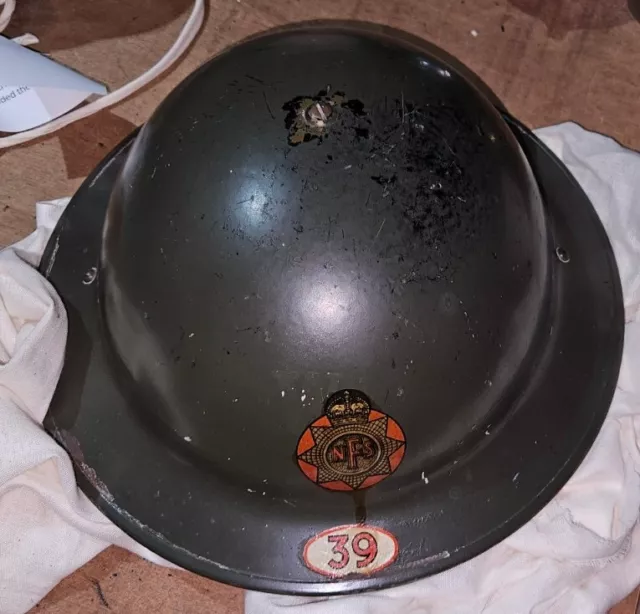 Vintage British National Fire Service Fire Fighters Fireman Brigade Helmet