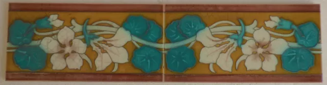 °  Awsome Set of 2 tile ART NOUVEAU FIELD WINCH Jugendstil Tegel Carreau kachel