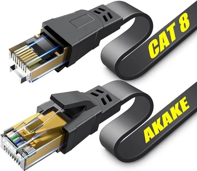 Câble Ethernet Cat 8, Câble Réseau Internet Plat Haute Vitesse Robuste De 1.5M,