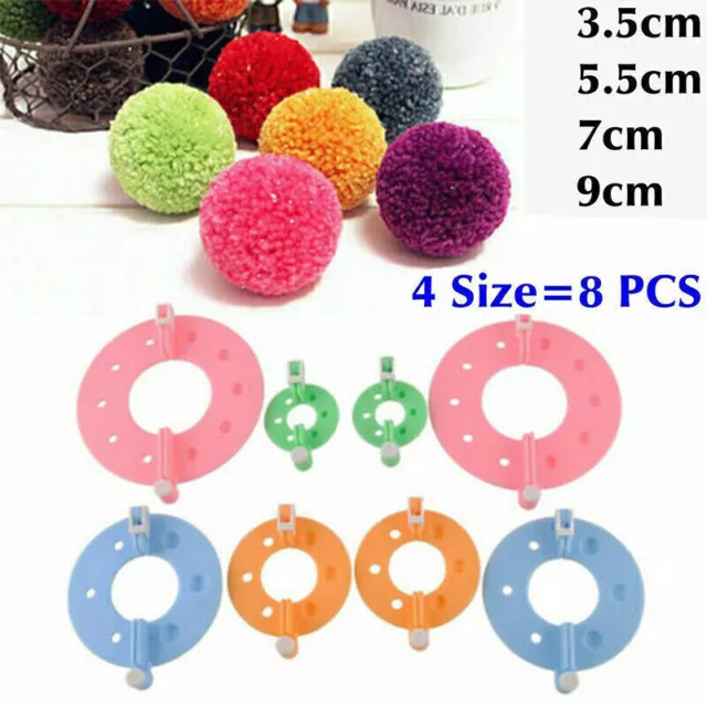 4Size Pom pom Pompom Maker Kit Fluff Ball Weaver Knitting Needle DIY Tool Bobble 2