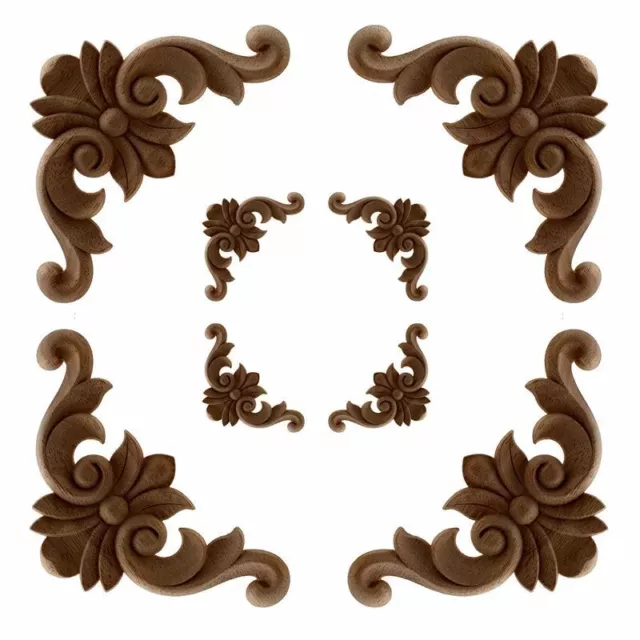 Wood Carved Corner Onlay Applique Frame for Home Furniture Wall Cabinet Door 1Pc