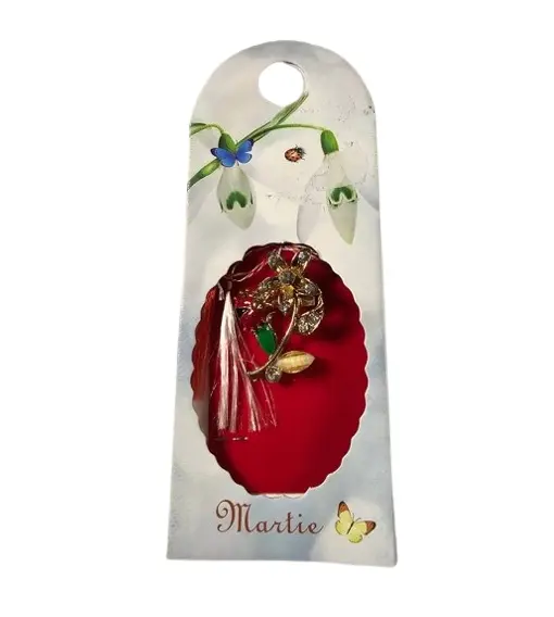 Martisor, Märzchen, Charm, Anhänger als zwei Blumen mit Steine aus Metall 1181