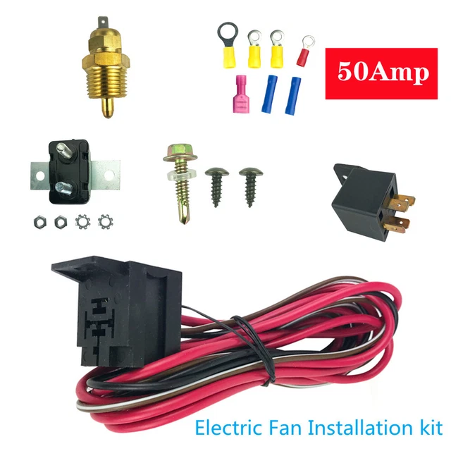 Electric Fan Wiring Install Complete Thermostat 1 Set 50 Amp Relay 185° SBC BBC