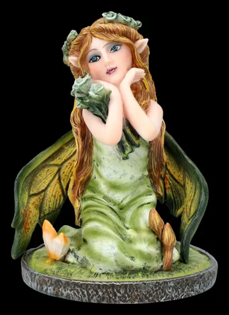 Elfen Figur klein grün - Morsana mit Rosen - Sammler, Fantasy, Deko, Geschenk