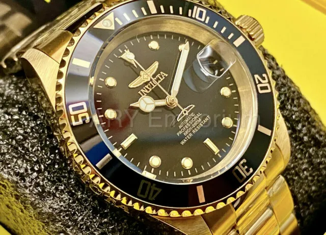 NEW INVICTA 8929OB Mens Pro Diver SUBMARINER Coined Edge Black 18K GP Watch EUR 82,15 - PicClick FR