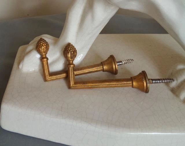 PAIR Vintage French Curtain / Drape Hold Backs / Tie Backs / Hooks