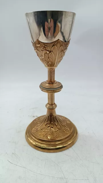 Old Stem Glass Silver & Brass With Paten Silver Style Neogotico