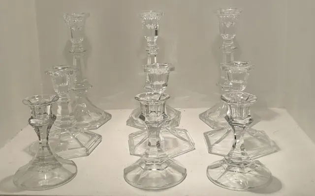 St. George Toscany Classic Crystal Candlestick Set of 9 Fine Lead Crystal. Read