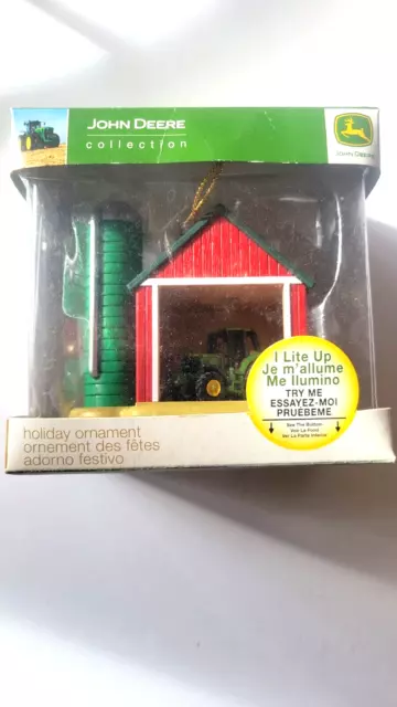 Enesco JOHN DEERE  Holiday Ornaments Tractor in barn with silo