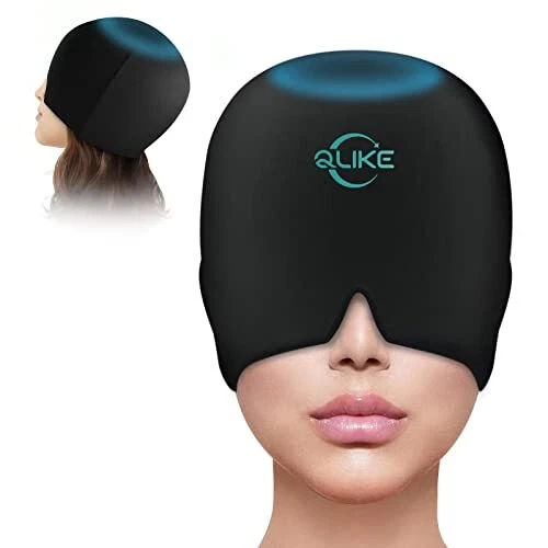 Qlike Kühlmütze Migräne Mütze Gel, Dehnbare Kühlpads Headache Relief Hat, Migr