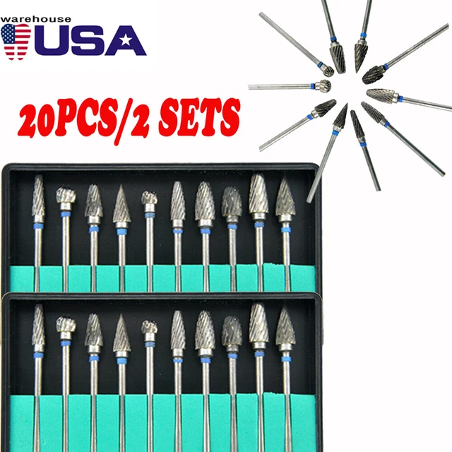 20pcs Tungsten Steel Dental Burs Lab Burrs Tooth Drill Fit handpiece Polisher S+