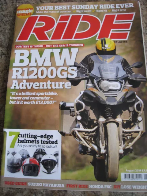 Ride Magazine Aug 2014 Bmw R1200Gs Helmets Tested Suzuki Hayabusa Honda Weight