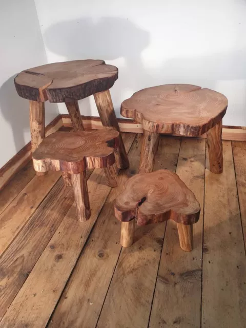 Rustic Log-Ring Stool: Unique Handmade Furniture with Country Charm