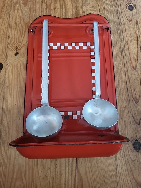 ANCIEN PORTE USTENSILES Mural De Cuisine En Aluminium Avec Sa Louche