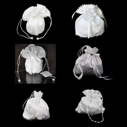 Borsa sposa raso per damigelle d'onore fiori - Borsa a mano sposa bianca
