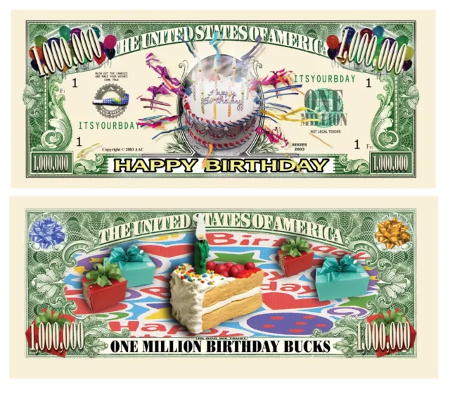 Pack of 50 - Happy Birthday One Million Dollar Novelty Collectible Dollar Bill